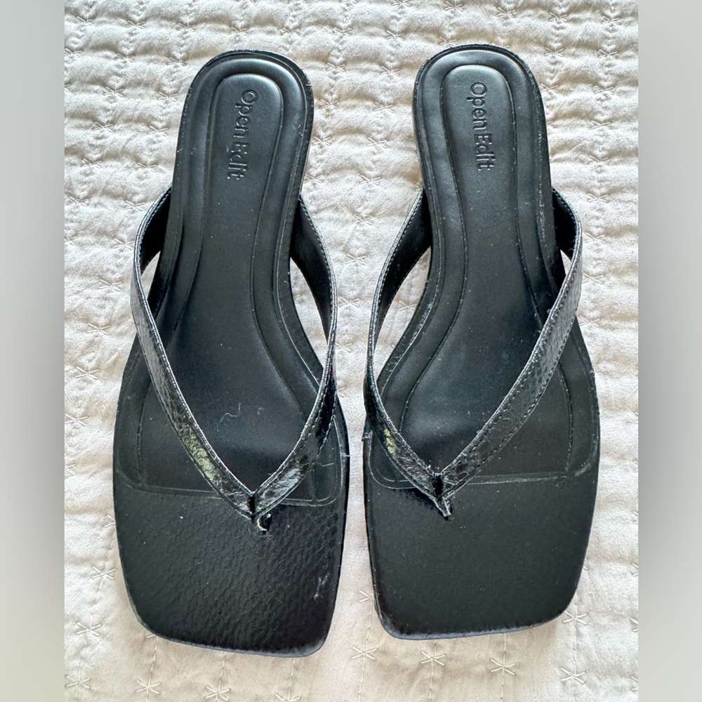 Open Edit Black Sandals